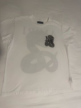 AMIRI White Short Sleeve Tee with Snake Graphic